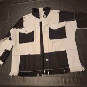Fantastic Fawn Black and White Jean Jacket